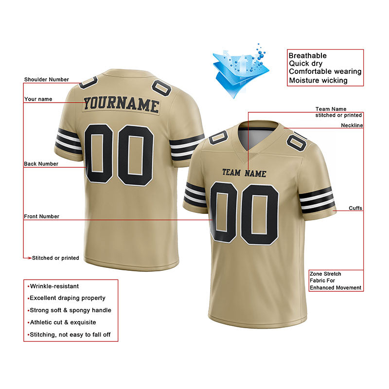 customized authentic football jersey black gold-white   mesh