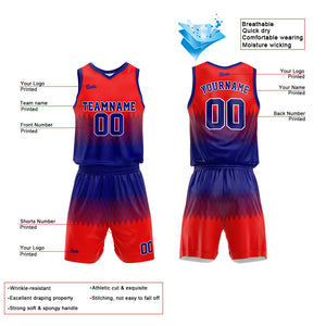 Uniforme de baloncesto personalizado en rojo real con su logotipo-nombre y número impresos