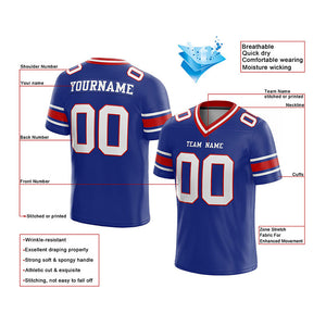 customized authentic football jersey white blue-red  mesh