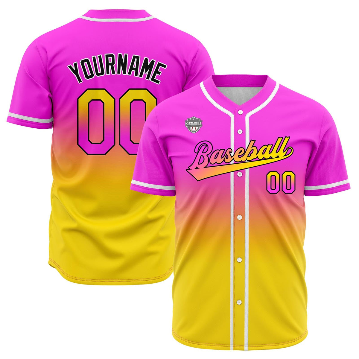 Camisetas de béisbol personalizadas con degradado nombre número y logotipo
