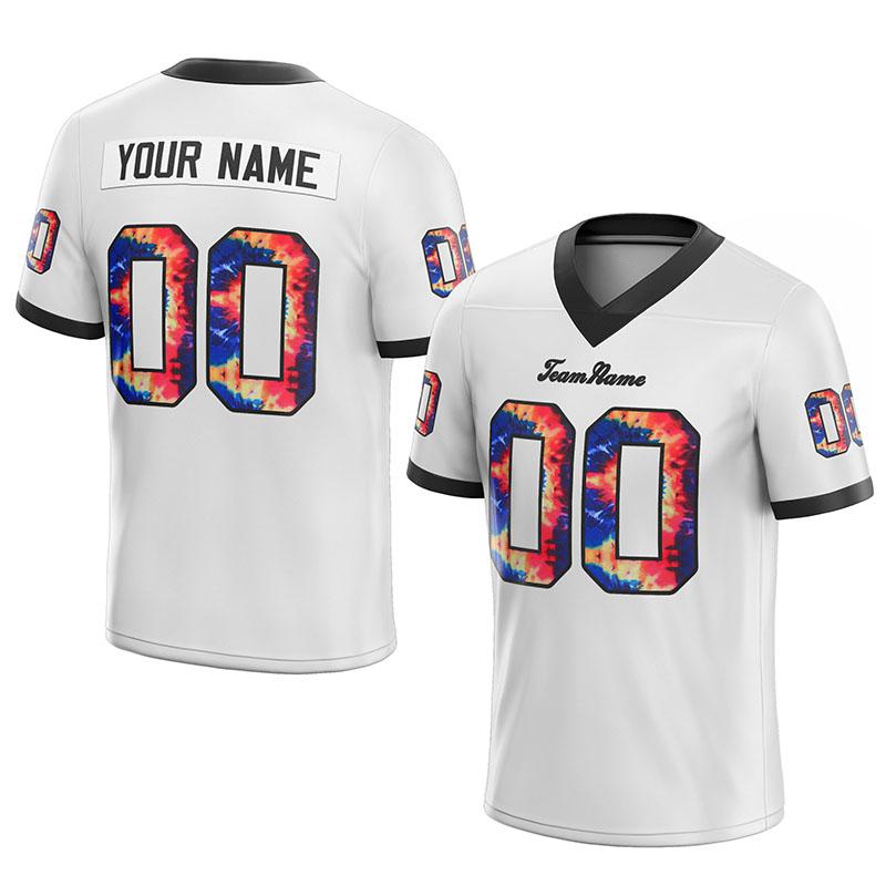 team customized authentic tie dye football jersey white mesh