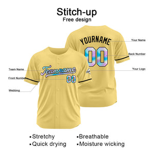 Camiseta de béisbol dorada personalizada con diseño bordado & camisetas de béisbol estilo hip hop personalizadas