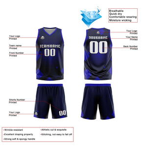 Uniforme de baloncesto Geometría Personalizada Royal con tu Logotipo-Nombre y Número Impreso