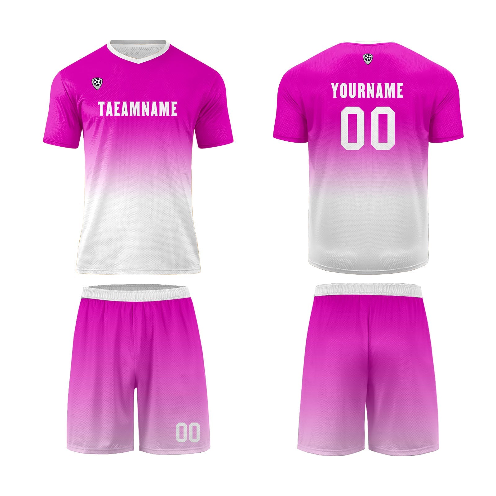 Conjunto personalizado de camiseta de uniforme rosa y blanco para niños y adultos
