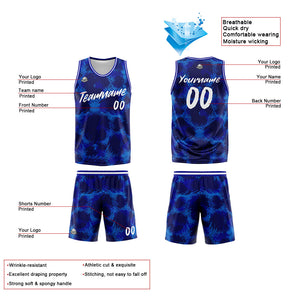 Uniforme de baloncesto personalizado con estampado de leopardo Royal-impreso con su logotipo-nombre y número