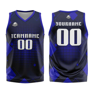 Uniforme de baloncesto Geometría Personalizada Royal con tu Logotipo-Nombre y Número Impreso