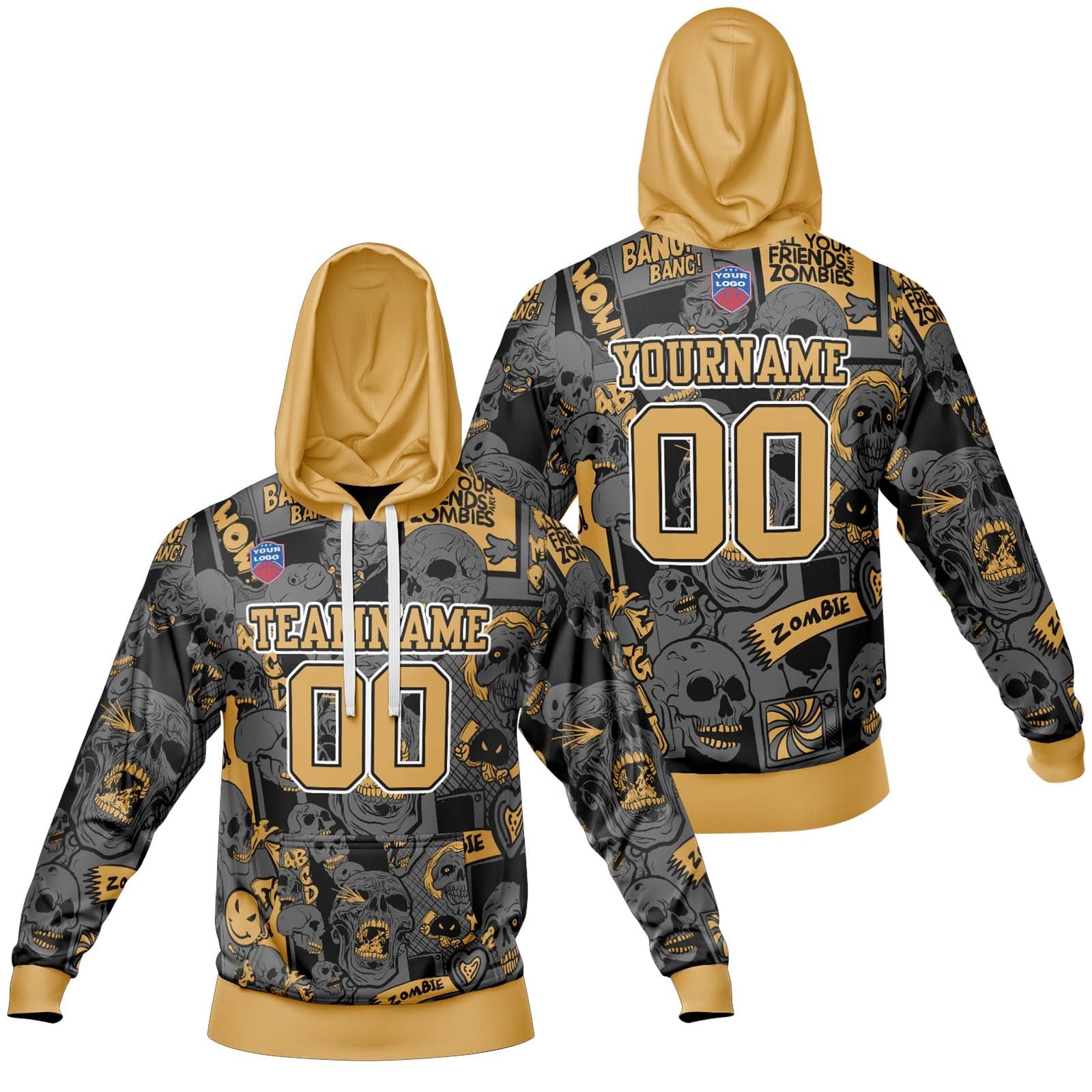 Sudadera con capucha degradada personalizada para hombre-mujer-niña o niño Imprime tu logotipo-nombre y número