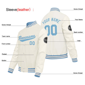 Chaquetas universitarias personalizadas color crema y blanco para hombres & mujeres y jóvenes & Chaquetas Letterman personalizadas