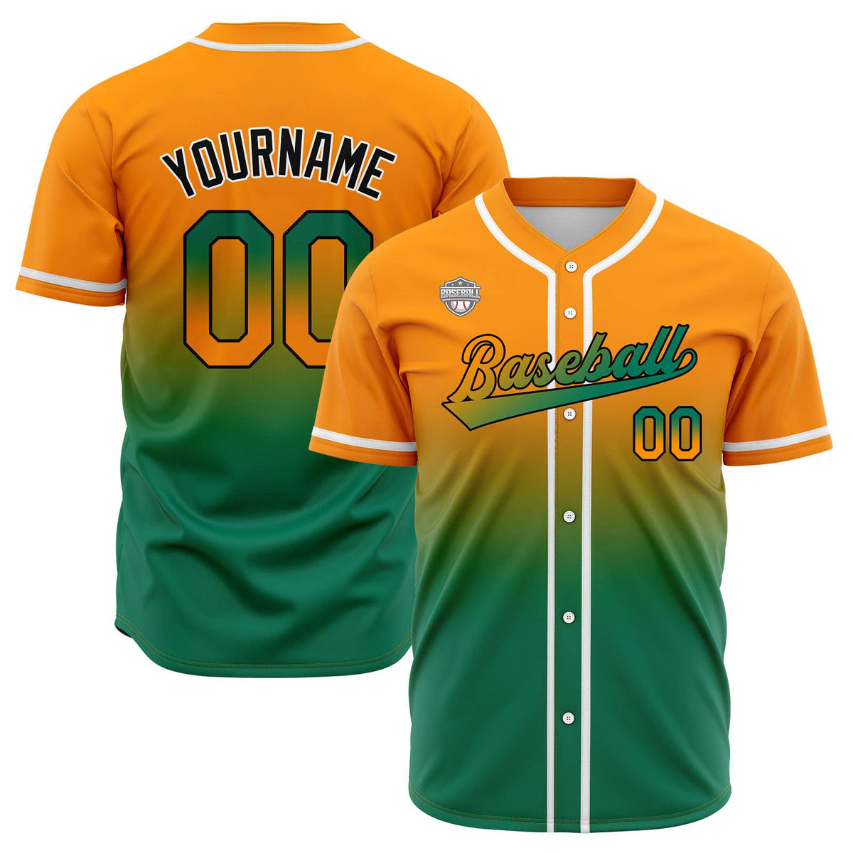 Camisetas de béisbol personalizadas con degradado nombre número y logotipo