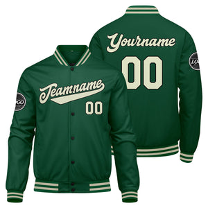 Chaqueta universitaria personalizada estilo Letterman para hombres-mujeres y jóvenes-color verde crema