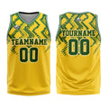 Uniforme de baloncesto personalizado amarillo y verde con tu logotipo-nombre y número impresos
