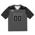 Camiseta de fútbol personalizada con nombre y número del equipo impresos y bordados-color negro y gris