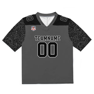 Camiseta de fútbol personalizada con nombre y número del equipo impresos y bordados-color negro y gris