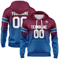 Sudadera con capucha personalizada con degradado para hombre-mujer-niña o niño Estampa tu logotipo-nombre y número en color burdeos y azul