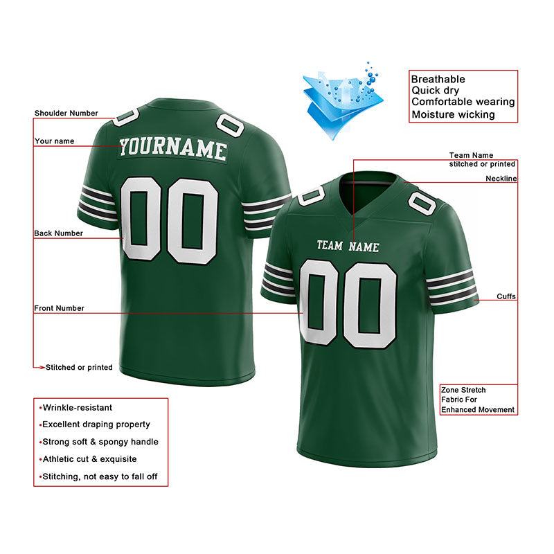 custom authentic football jersey green white-black mesh