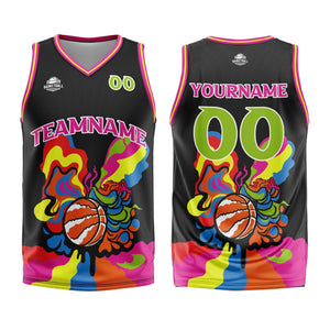 Uniforme de baloncesto negro personalizado con tu logotipo-nombre y número impresos