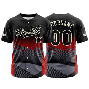 Camiseta de béisbol roja personalizada con botones para hombre mujer adulto y joven Estampado de nombre número y logotipo