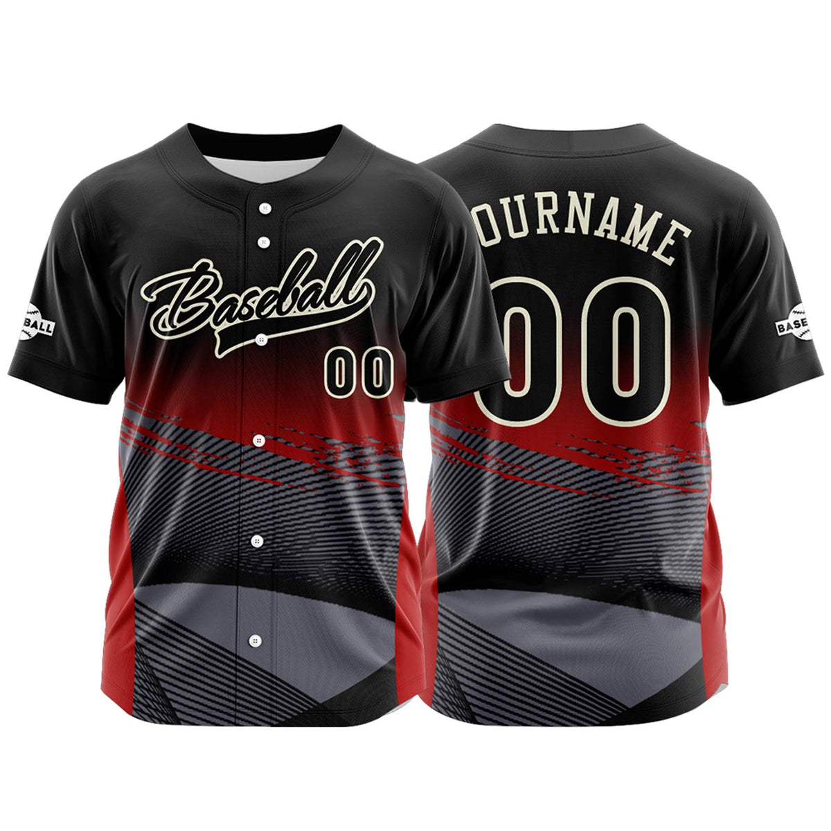 Camiseta de béisbol roja personalizada con botones para hombre mujer adulto y joven Estampado de nombre número y logotipo