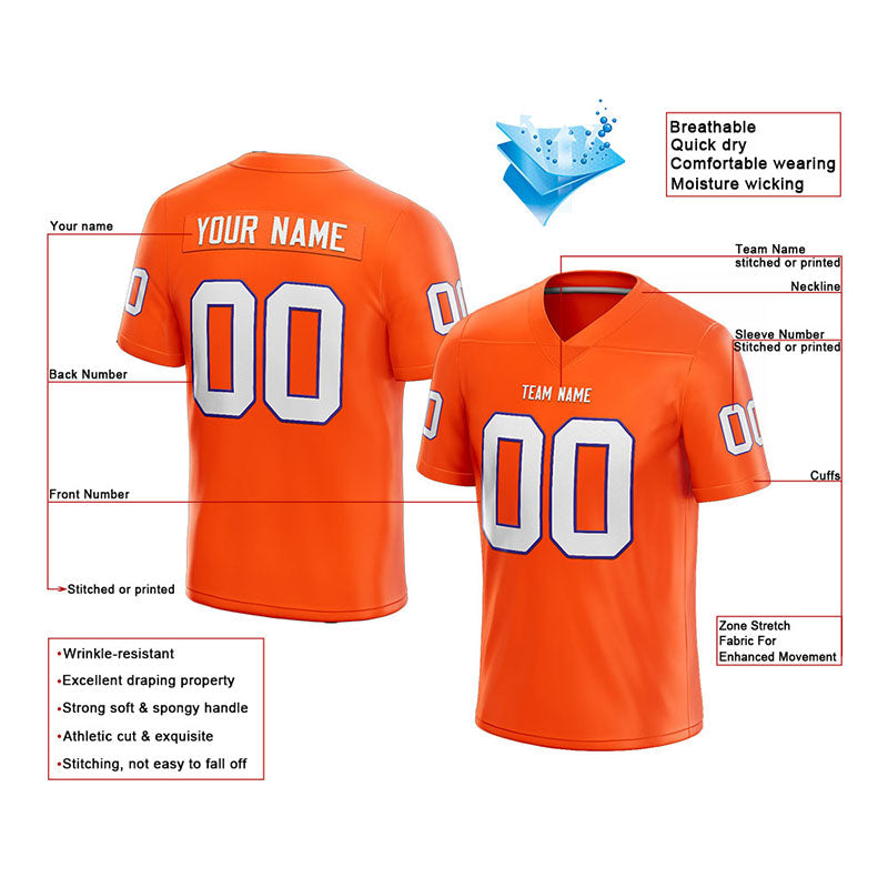 customized  authentic football jersey orange-white mesh