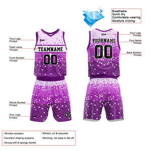 Uniforme de baloncesto morado personalizado con tu logotipo-nombre y número impresos