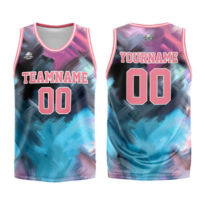 Custom Pinhk Light Blue Basketball Jersey Uniform Suit Printed Your Logo Name Number