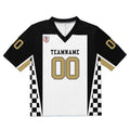 Camiseta de fútbol personalizada con nombre y número del equipo bordados y estampados en blanco y negro
