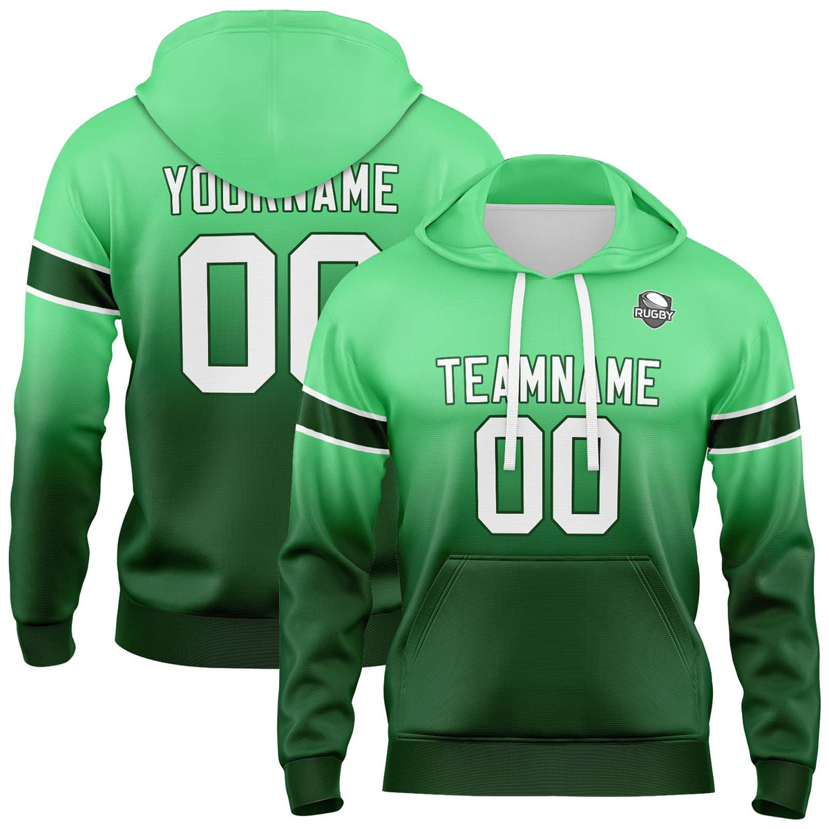 Sudadera con capucha degradada personalizada para hombre-mujer-niña o niño Estampa tu logotipo-nombre o número en color verde