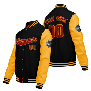 Chaquetas universitarias personalizadas negras y amarillas para hombres & mujeres y jóvenes & Chaquetas Letterman personalizadas