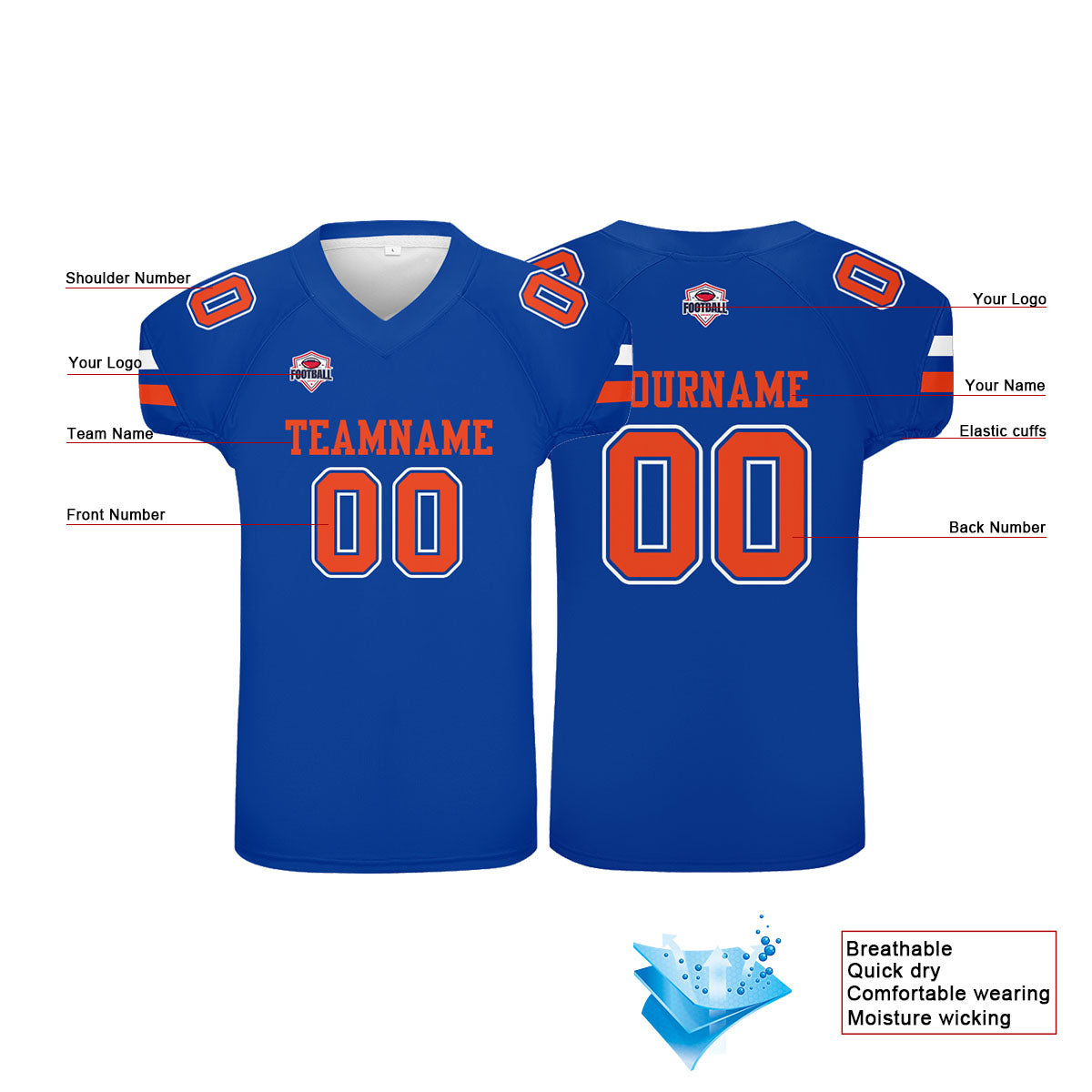 Camiseta de fútbol personalizada con nombre y número del equipo impresos