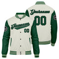 Chaqueta universitaria personalizada estilo Letterman para hombres-mujeres y jóvenes-color verde crema