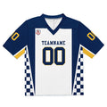 Camiseta de fútbol personalizada con nombre y número del equipo bordados-color azul marino y blanco