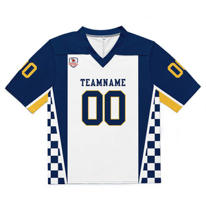 Camiseta de fútbol personalizada con nombre y número del equipo bordados-color azul marino y blanco