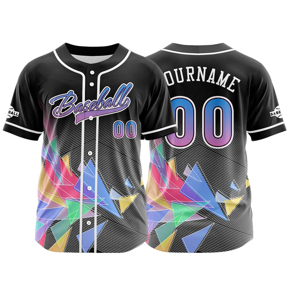 Camiseta de béisbol negra personalizada con botones para hombre mujer adulto y joven Nombre número y logotipo impresos
