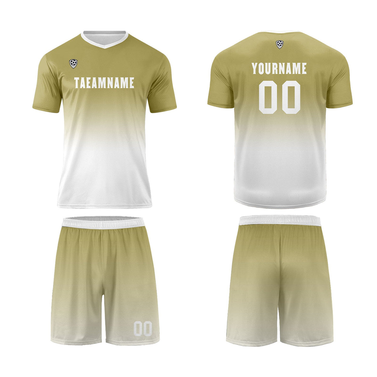 Conjunto personalizado de camiseta de uniforme color caqui y blanco para niños y adultos