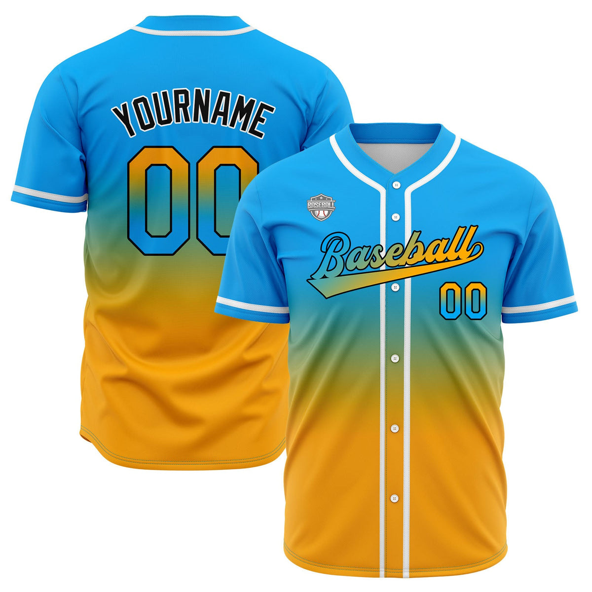 Camisetas de béisbol personalizadas con degradado nombre número y logotipo