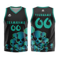 Uniforme de baloncesto personalizado en color verde fluido con tu logotipo-nombre y número impresos