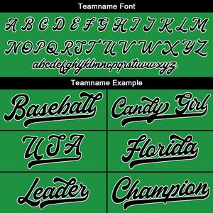 Camiseta de béisbol personalizada con diseño bordado & estilo hip hop & color verde Kelly y negro