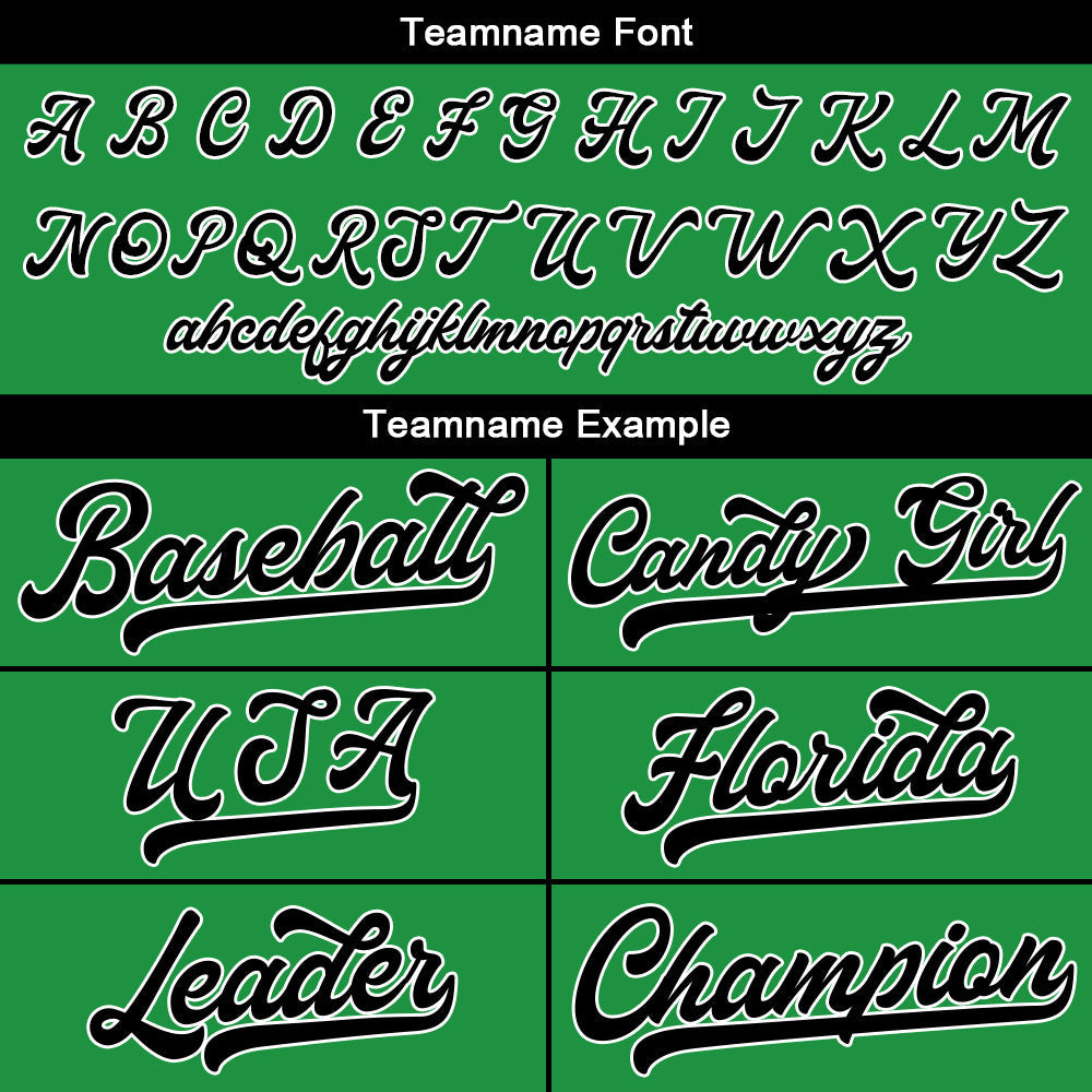 Camiseta de béisbol personalizada con diseño bordado & estilo hip hop & color verde Kelly y negro