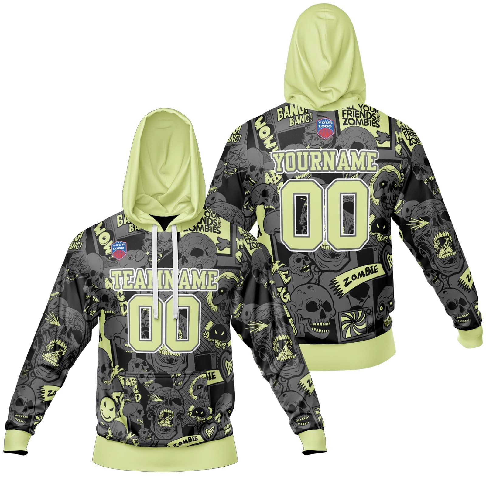 Sudadera con capucha degradada personalizada para hombre-mujer-niña o niño Imprime tu logotipo-nombre y número