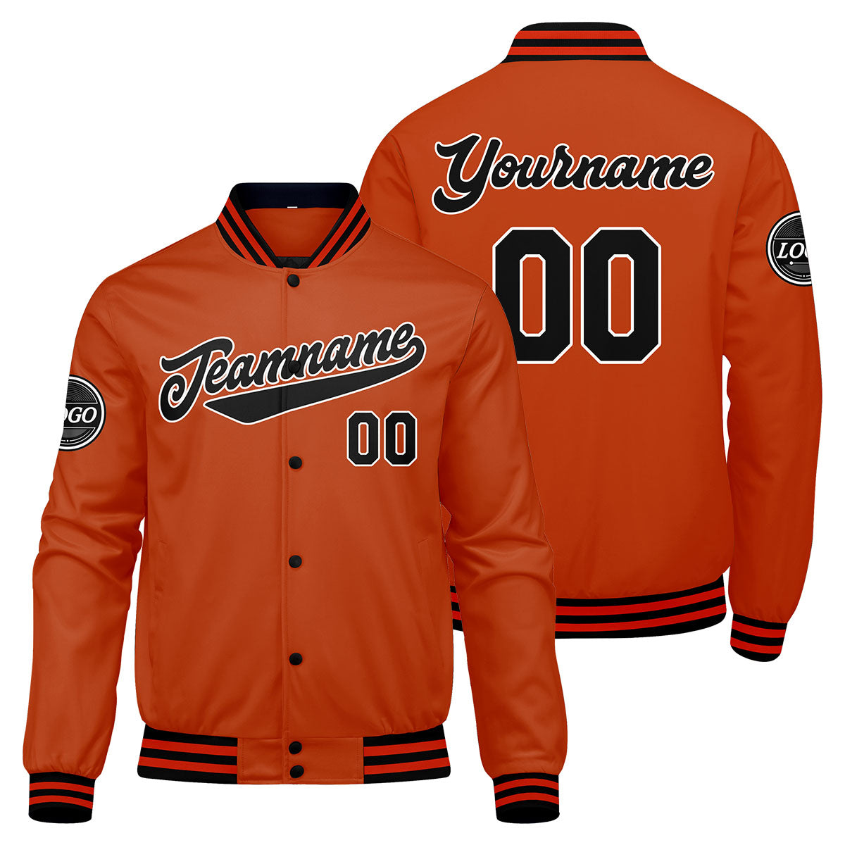 Chaqueta universitaria personalizada estilo Letterman para hombres-mujeres y jóvenes-color negro y naranja