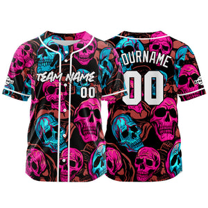 Camiseta de béisbol personalizada para hombres mujeres ni?os y jóvenes con bordados e impresión en rosa y azul