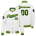 Chaqueta universitaria personalizada estilo Letterman para hombres-mujeres y jóvenes en colores verde-amarillo y blanco