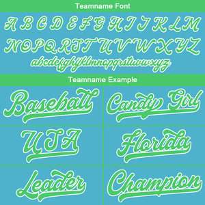 Camiseta de béisbol personalizada con diseño bordado & estilo hip hop & color azul claro-verde