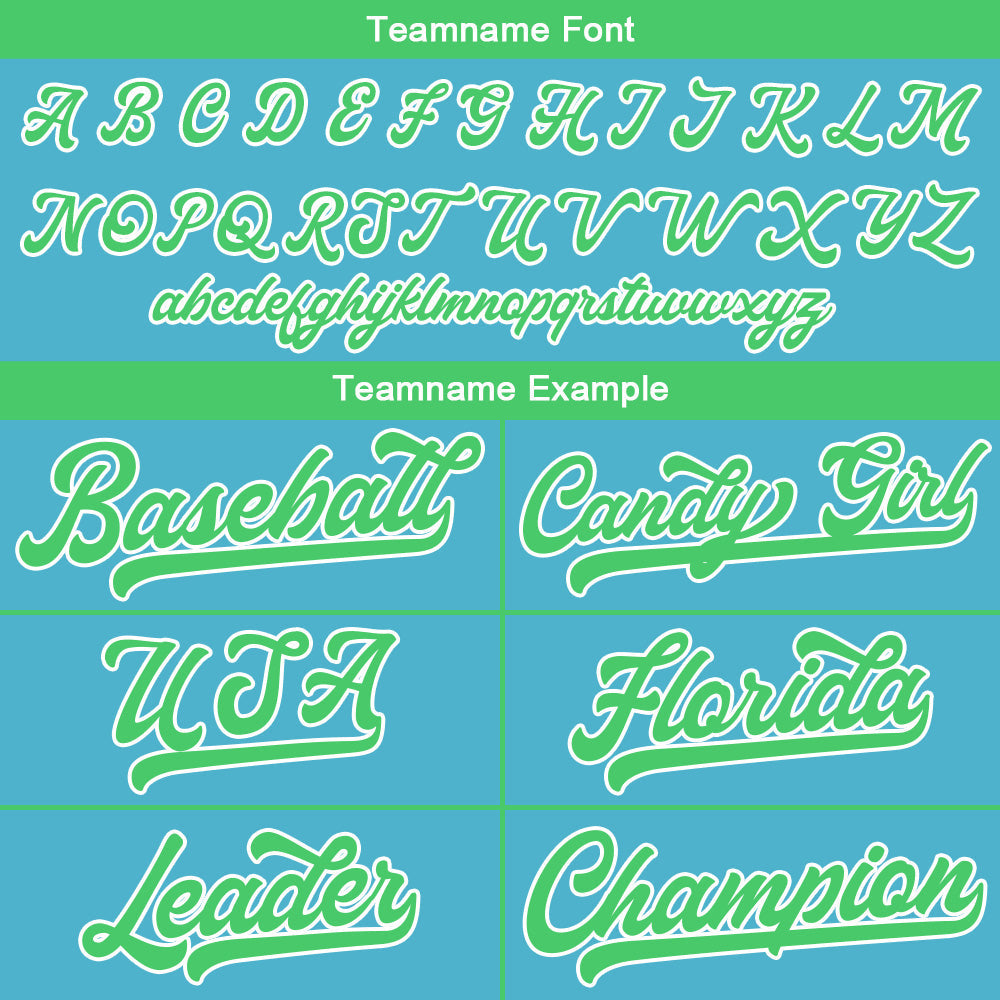 Camiseta de béisbol personalizada con diseño bordado & estilo hip hop & color azul claro-verde