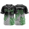 Camiseta de béisbol personalizada negra y verde con botones para hombre mujer adulto y joven Estampado de nombre número y logotipo