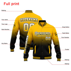 Chaqueta universitaria personalizada estilo Letterman para hombres-mujeres y jóvenes-color amarillo y negro