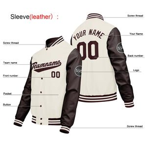 Chaquetas universitarias personalizadas en color crema & blanco y marrón para hombres & mujeres y jóvenes & Chaquetas Letterman personalizadas