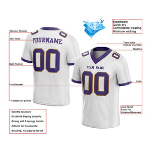 customized authentic football jersey white purple-old gold  mesh