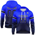 Sudadera con capucha degradada personalizada para hombre-mujer-niña o niño Imprime tu logotipo-nombre y número Azul marino y azul marino
