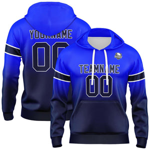 Sudadera con capucha degradada personalizada para hombre-mujer-niña o niño Imprime tu logotipo-nombre y número Azul marino y azul marino